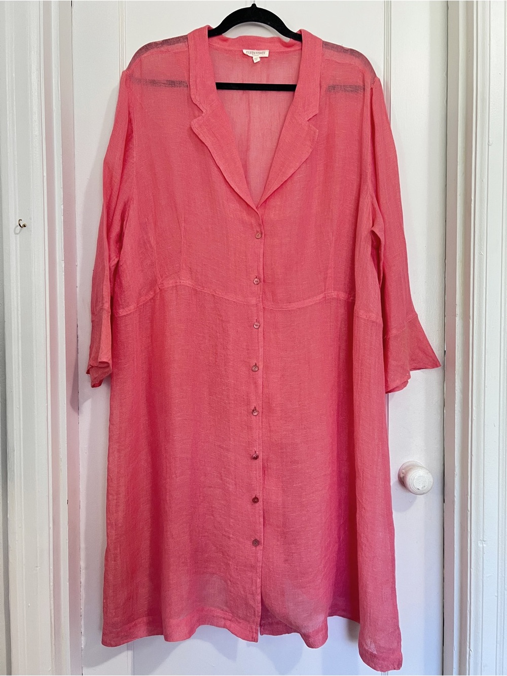 Eileen Fisher Coral Linen Tunic Duster Top Gauze 3X - Picture 9 of 9